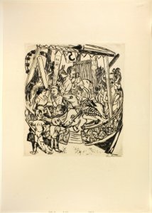 Draaimolen, plaat zeven uit Jahrmarkt door Max Beckmann