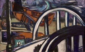 Scheepswerf. IJzeren brug door Max Beckmann