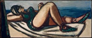 Slapende op het strand door Max Beckmann