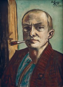 Zelfportret op groen met groen hemd