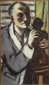 Zelfportret met Grijze Badjas door Max Beckmann
