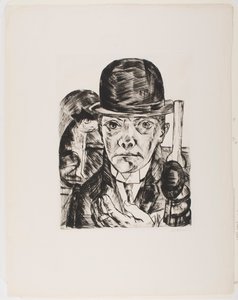 Zelfportret met bolhoed door Max Beckmann