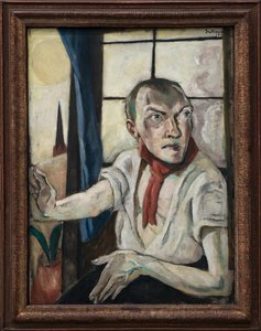 Zelfportret met rode sjaal door Max Beckmann