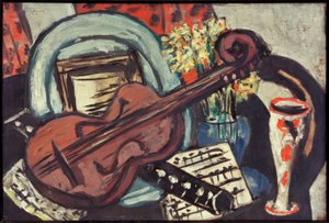 Stilleven met viool en fluit door Max Beckmann