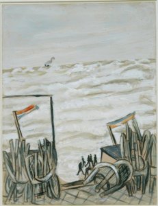 Strand bij vloed door Max Beckmann