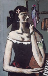 Vrouw met een papegaai door Max Beckmann