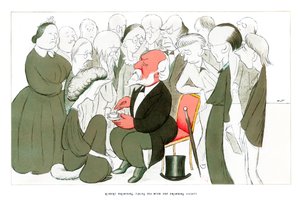 Robert Browning, thee drinkend met de Browning Society door Henry Maximilian Beerbohm