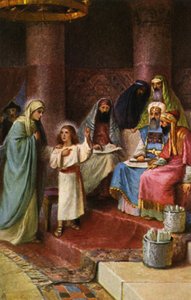 Hannah brengt Samuel naar Eli in de tempel door Max Hirmer