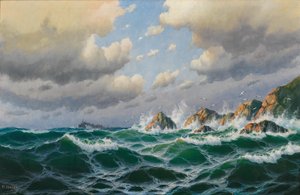 Duits: Stoomboot voor stormachtige kust