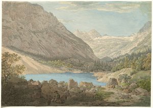 De Blauwe Vijver in het Rein-dal bij Garmisch door Max Joseph Wagenbauer