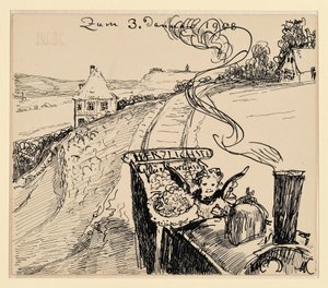 Felicitatie voor 3 jan. 1908 / Wenskaart door Max Klinger