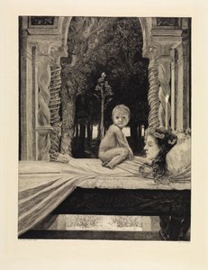Moeder en kind (Dode moeder) (Over de dood, tweede deel, opus XI, plaat 9) door Max Klinger