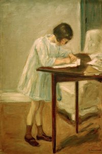 De kleindochter aan het schrijven door Max Liebermann