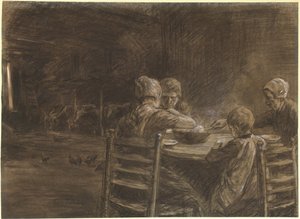 Oost-Friese boeren die avondeten eten door Max Liebermann