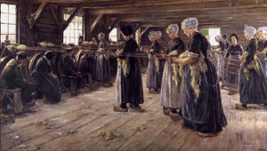 Flachsscheuer in Laren door Max Liebermann