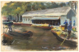 Groentemarkt in Delft door Max Liebermann
