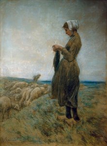 Hollands herderinnetje (breiende schaapherderin) door Max Liebermann