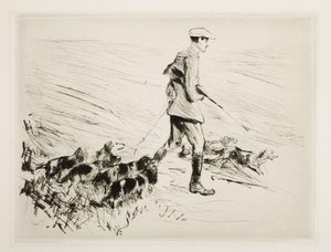 Jager met honden door Max Liebermann