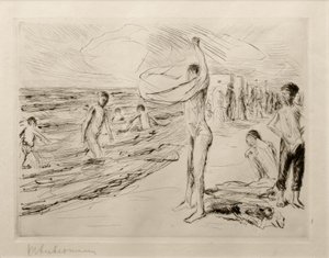 Badende jongens in de wind door Max Liebermann