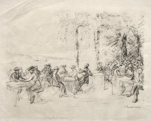 Restaurant aan het water door Max Liebermann