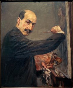 Zelfportret aan de ezel naar rechts
