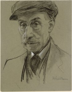 Zelfportret met pet door Max Liebermann