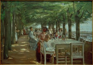 Terras in Restaurant Jacob in Nienstedten aan de Elbe door Max Liebermann