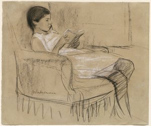 De Dochter van de Kunstenaar Käthe Leest in een Stoel door Max Liebermann