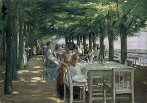 Het terras bij restaurant Jacob in Nienstedten aan de Elbe