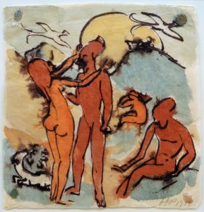 Badscène met stuurvogels