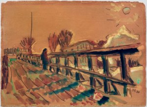 Uitzicht over een brug door Max Pechstein