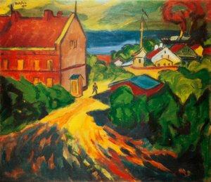 Het rode ambtenarenhuis door Max Pechstein