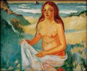 Junges Mädchen am Meer von Max Pechstein