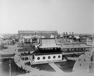 Algemeen overzicht, de All-Russia Exhibition, Nizhny Novgorod, Rusland, 1896