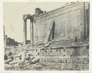 Baalbeck Heliopolis, Tempel van Jupiter, Oostelijke gevel, Syrië, 1849-51, gedrukt 1852 door Maxime Du Camp