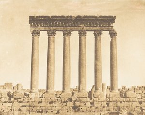 Colonnade van de Zonnetempel, in Baälbek Heliopolis, 15 september 1850 door Maxime Du Camp