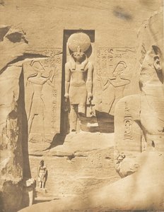 Decoratie van de ingang van de grote Spéos van Abousembil De God Phré ontvangt de offers door Maxime Du Camp
