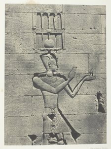 Kalabscheh, Sculptures De La Façade Postérieure Du Temple; Nubie, plaat 91 uit het album "Egypte, Nubie, Palestine et Syrie" (1852) door Maxime Du Camp