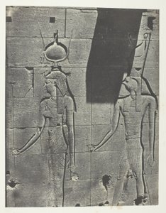Kalabscheh, Sculptures De La Façade Postérieure Du Temple; Nubie, plaat 92 uit het album "Egypte, Nubie, Palestine et Syrie" (1852) door Maxime Du Camp
