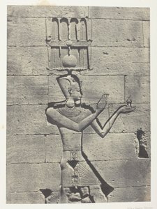 Kalabscheh, Sculptures De La Façade Postérieure Du Temple; Nubie, plaat 91 uit het album "Egypte, Nubie, Palestine et Syrie" (1852) door Maxime Du Camp