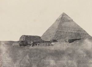 Piramide van Chephren, Midden-Egypte, plaat 10 uit het album "Egypte, Nubië, Palestina en Syrië" (1852) door Maxime Du Camp