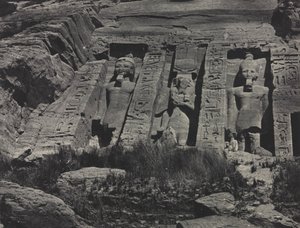Zuidelijk deel van de uit rotsen gehouwen tempel van Hathor, Abu Simbel door Maxime Du Camp