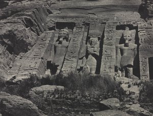 Zuidelijk deel van de uit rotsen gehouwen tempel van Hathor, Abu Simbel, 1850