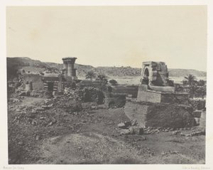 Dorp en tempel op het eiland Beghé, ten westen van Philoe; Nubië, plaat 81 uit het album "Egypte, Nubië, Palestina en Syrië" (1852)