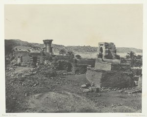 Dorp en tempel van het eiland Béghé, ten westen van Philoe, Nubië, 1849-51, gedrukt 1852