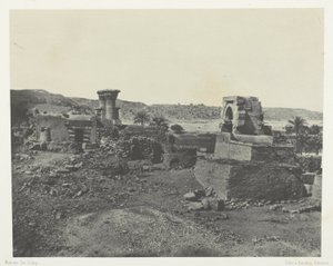 Dorp en tempel op het eiland Beghé, ten westen van Philoe; Nubië, plaat 81 uit het album "Egypte, Nubië, Palestina en Syrië" (1852)