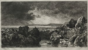 Zwarte rotsen bij Trouville (eb)