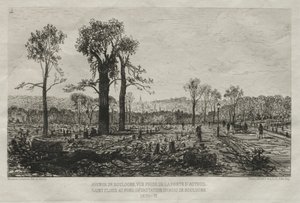 Artistieke Herinneringen aan het Beleg van Parijs: Avenue de Boulogne, Uitzicht vanaf de poort van Auteuil, St. Cloud op de achtergrond, Verwoesting van het Bois de Boulogne