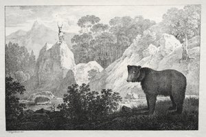 Bergachtig Landschap met Beer op de Voorgrond door Maximilian Josef Wagenbauer