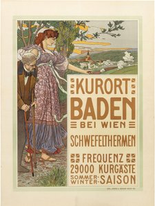 Kuuroord Baden bij Wenen, c. 1910 door Maximilian Liebenwein